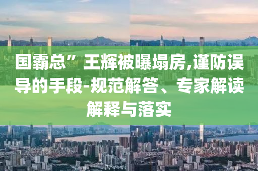 國霸總”王輝被曝塌房,謹防誤導的手段-規(guī)范解答、專家解讀解釋與落實