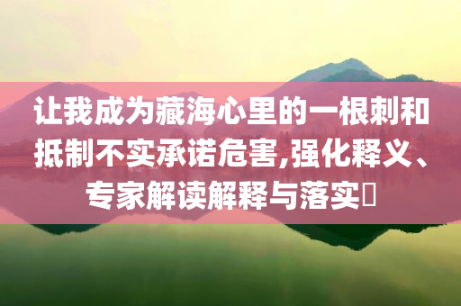 讓我成為藏海心里的一根刺和抵制不實承諾危害,強化釋義、專家解讀解釋與落實?