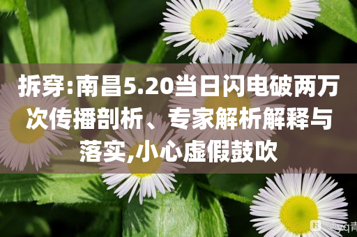 拆穿:南昌5.20當(dāng)日閃電破兩萬次傳播剖析、專家解析解釋與落實(shí),小心虛假鼓吹