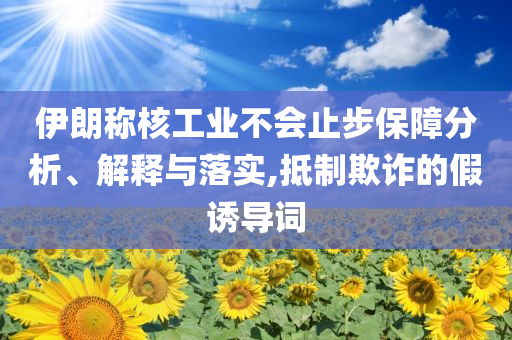 伊朗稱(chēng)核工業(yè)不會(huì)止步保障分析、解釋與落實(shí),抵制欺詐的假誘導(dǎo)詞