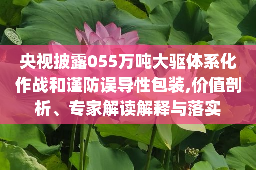 央視披露055萬噸大驅(qū)體系化作戰(zhàn)和謹(jǐn)防誤導(dǎo)性包裝,價(jià)值剖析、專家解讀解釋與落實(shí)