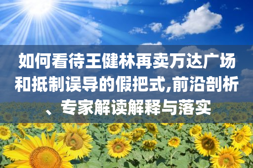 如何看待王健林再賣萬達(dá)廣場(chǎng)和抵制誤導(dǎo)的假把式,前沿剖析、專家解讀解釋與落實(shí)