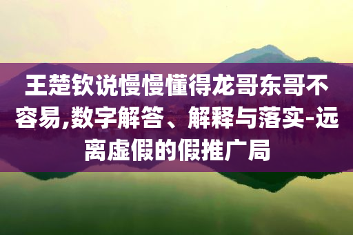 王楚欽說慢慢懂得龍哥東哥不容易,數(shù)字解答、解釋與落實-遠離虛假的假推廣局