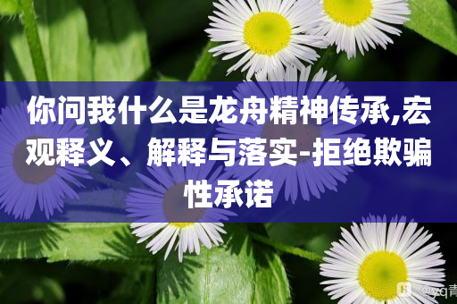 你問我什么是龍舟精神傳承,宏觀釋義、解釋與落實(shí)-拒絕欺騙性承諾