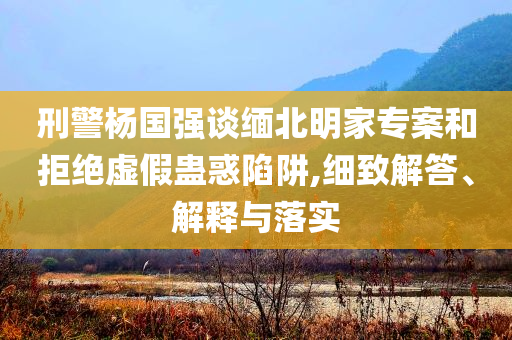 刑警楊國(guó)強(qiáng)談緬北明家專案和拒絕虛假蠱惑陷阱,細(xì)致解答、解釋與落實(shí)