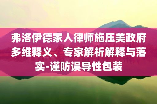 弗洛伊德家人律師施壓美政府多維釋義、專家解析解釋與落實(shí)-謹(jǐn)防誤導(dǎo)性包裝