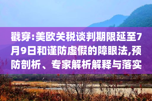 戳穿:美歐關(guān)稅談判期限延至7月9日和謹防虛假的障眼法,預(yù)防剖析、專家解析解釋與落實