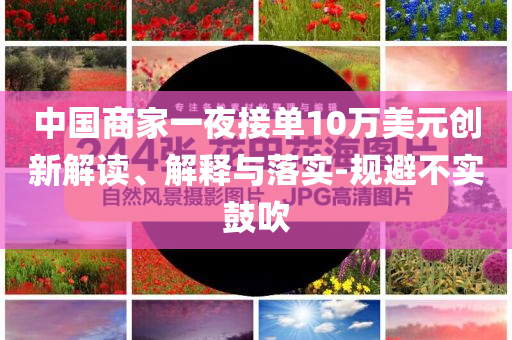中國商家一夜接單10萬美元創(chuàng)新解讀、解釋與落實-規(guī)避不實鼓吹