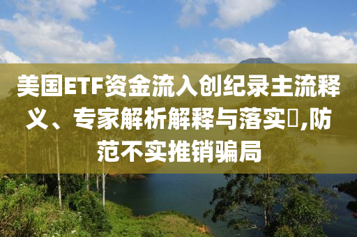 美國ETF資金流入創(chuàng)紀錄主流釋義、專家解析解釋與落實?,防范不實推銷騙局