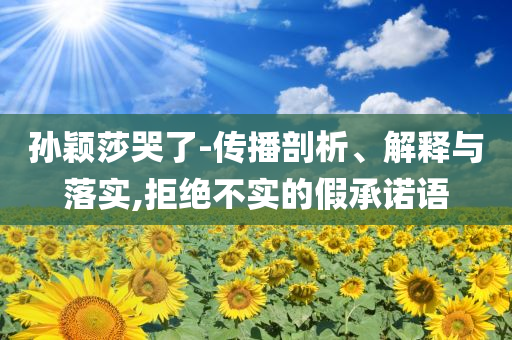 孫穎莎哭了-傳播剖析、解釋與落實(shí),拒絕不實(shí)的假承諾語