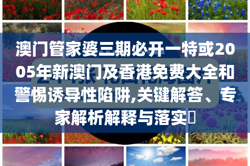 澳門(mén)管家婆三期必開(kāi)一特或2005年新澳門(mén)及香港免費(fèi)大全和警惕誘導(dǎo)性陷阱,關(guān)鍵解答、專家解析解釋與落實(shí)?