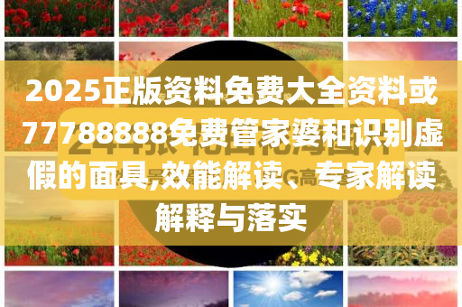 2025正版資料免費(fèi)大全資料或77788888免費(fèi)管家婆和識(shí)別虛假的面具,效能解讀、專家解讀解釋與落實(shí)