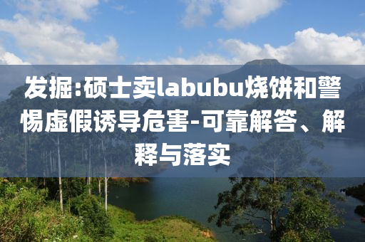 發(fā)掘:碩士賣labubu燒餅和警惕虛假誘導危害-可靠解答、解釋與落實