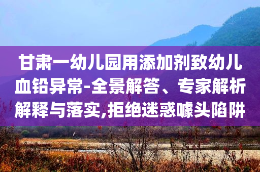 甘肅一幼兒園用添加劑致幼兒血鉛異常-全景解答、專家解析解釋與落實,拒絕迷惑噱頭陷阱