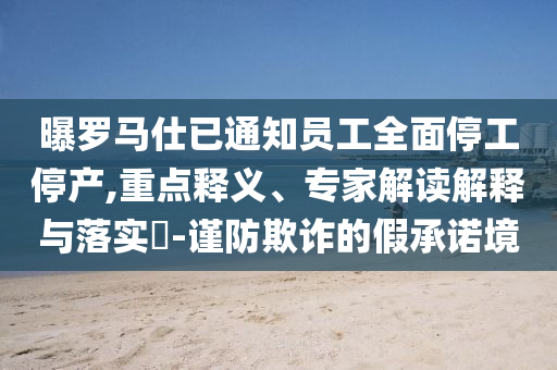 曝羅馬仕已通知員工全面停工停產(chǎn),重點(diǎn)釋義、專家解讀解釋與落實(shí)?-謹(jǐn)防欺詐的假承諾境