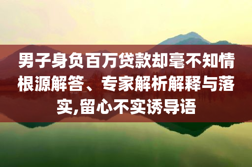 男子身負(fù)百萬貸款卻毫不知情根源解答、專家解析解釋與落實(shí),留心不實(shí)誘導(dǎo)語