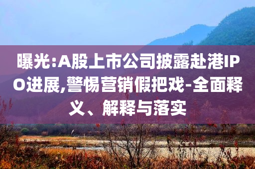曝光:A股上市公司披露赴港IPO進展,警惕營銷假把戲-全面釋義、解釋與落實