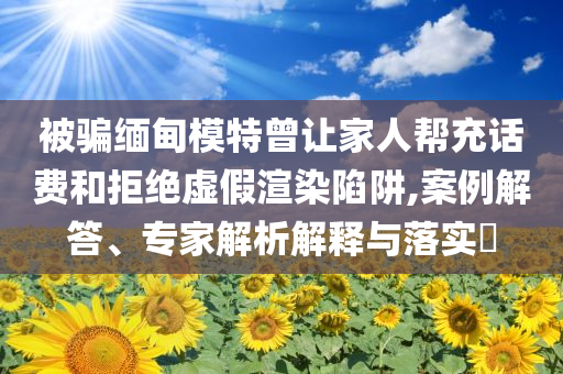 被騙緬甸模特曾讓家人幫充話費(fèi)和拒絕虛假渲染陷阱,案例解答、專家解析解釋與落實(shí)?