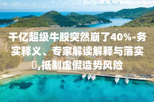 千億超級牛股突然崩了40%-務(wù)實釋義、專家解讀解釋與落實?,抵制虛假造勢風險