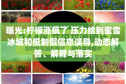 曝光:檸檬漲瘋了 壓力給到蜜雪冰城和抵制假信息誤導(dǎo),動態(tài)解答、解釋與落實
