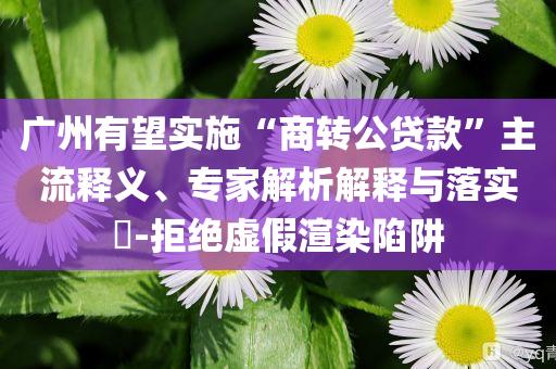 廣州有望實施“商轉公貸款”主流釋義、專家解析解釋與落實?-拒絕虛假渲染陷阱