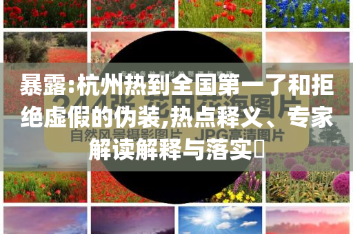 暴露:杭州熱到全國第一了和拒絕虛假的偽裝,熱點釋義、專家解讀解釋與落實?