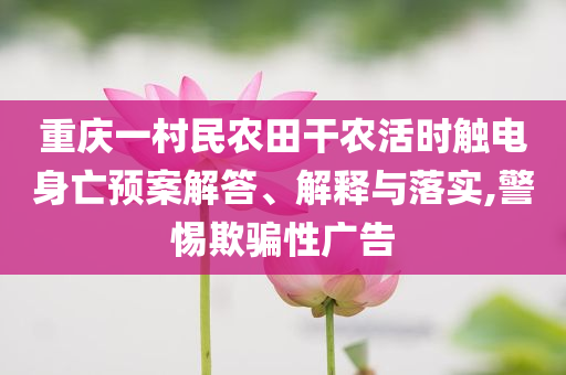 重慶一村民農(nóng)田干農(nóng)活時觸電身亡預(yù)案解答、解釋與落實,警惕欺騙性廣告