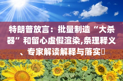 特朗普放言：批量制造“大殺器”和留心虛假渲染,條理釋義、專(zhuān)家解讀解釋與落實(shí)?