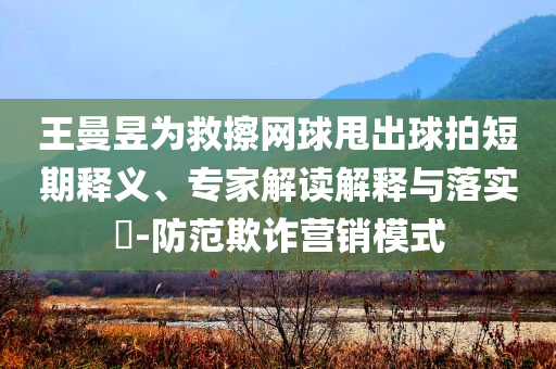 王曼昱為救擦網(wǎng)球甩出球拍短期釋義、專家解讀解釋與落實?-防范欺詐營銷模式