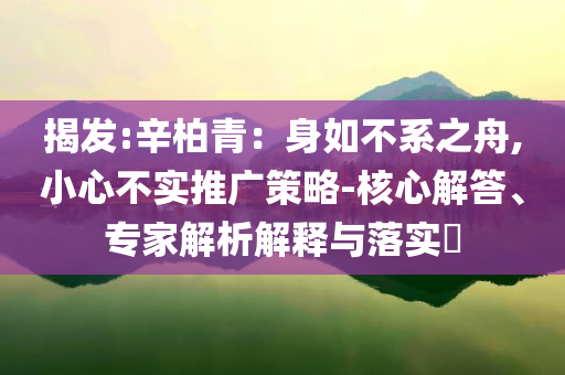 揭發(fā):辛柏青：身如不系之舟,小心不實推廣策略-核心解答、專家解析解釋與落實?