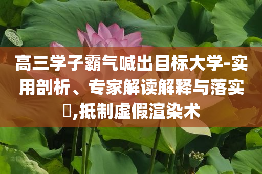 高三學(xué)子霸氣喊出目標(biāo)大學(xué)-實(shí)用剖析、專家解讀解釋與落實(shí)?,抵制虛假渲染術(shù)