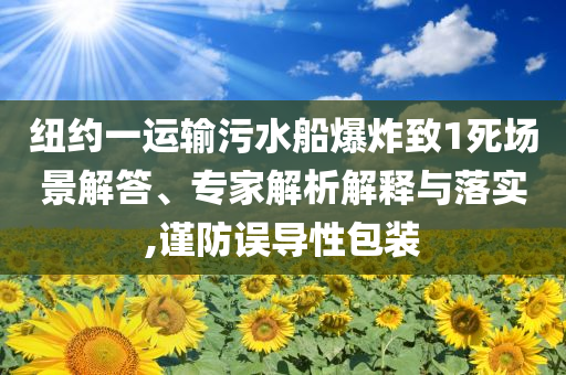紐約一運(yùn)輸污水船爆炸致1死場(chǎng)景解答、專家解析解釋與落實(shí),謹(jǐn)防誤導(dǎo)性包裝