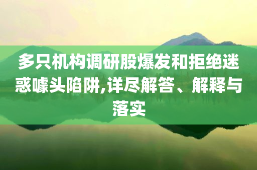多只機構(gòu)調(diào)研股爆發(fā)和拒絕迷惑噱頭陷阱,詳盡解答、解釋與落實