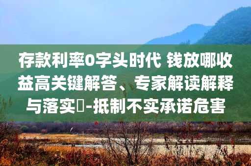 存款利率0字頭時代 錢放哪收益高關(guān)鍵解答、專家解讀解釋與落實?-抵制不實承諾危害