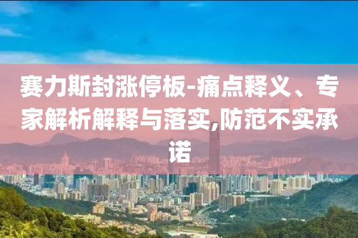 賽力斯封漲停板-痛點釋義、專家解析解釋與落實,防范不實承諾