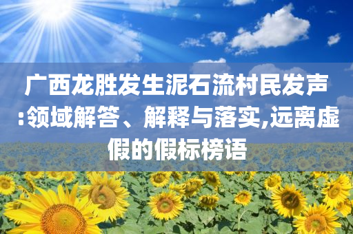 廣西龍勝發(fā)生泥石流村民發(fā)聲:領(lǐng)域解答、解釋與落實,遠離虛假的假標榜語
