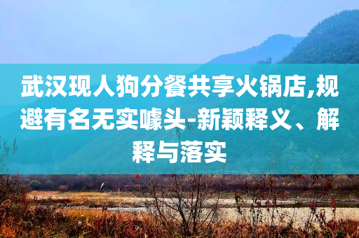 武漢現(xiàn)人狗分餐共享火鍋店,規(guī)避有名無實噱頭-新穎釋義、解釋與落實