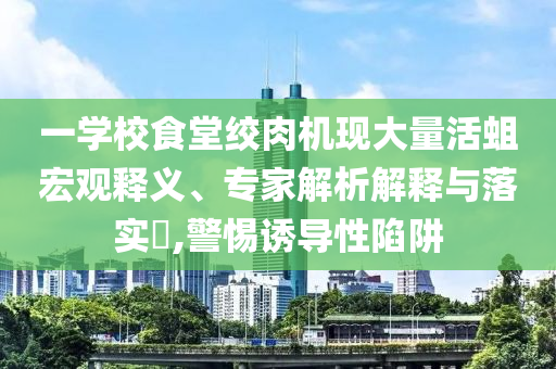 一學(xué)校食堂絞肉機(jī)現(xiàn)大量活蛆宏觀釋義、專家解析解釋與落實?,警惕誘導(dǎo)性陷阱