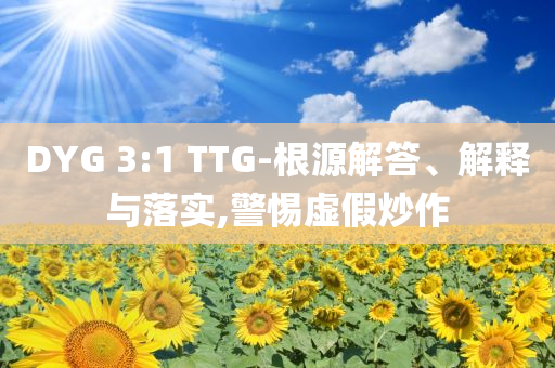 DYG 3:1 TTG-根源解答、解釋與落實(shí),警惕虛假炒作
