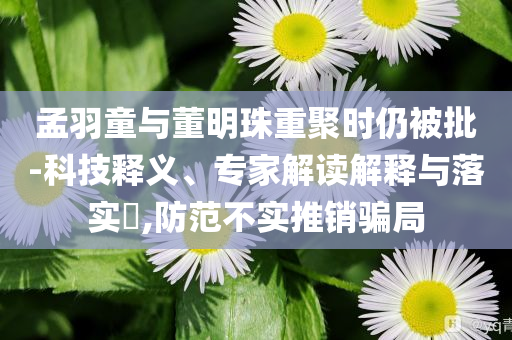 孟羽童與董明珠重聚時(shí)仍被批-科技釋義、專家解讀解釋與落實(shí)?,防范不實(shí)推銷騙局