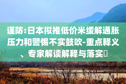謹(jǐn)防:日本擬推低價(jià)米緩解通脹壓力和警惕不實(shí)鼓吹-重點(diǎn)釋義、專家解讀解釋與落實(shí)?