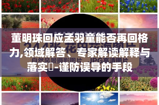 董明珠回應孟羽童能否再回格力,領域解答、專家解讀解釋與落實?-謹防誤導的手段