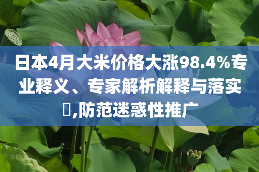 日本4月大米價格大漲98.4%專業(yè)釋義、專家解析解釋與落實?,防范迷惑性推廣