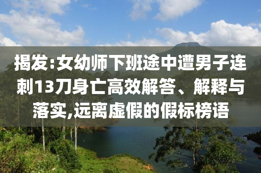 揭發(fā):女幼師下班途中遭男子連刺13刀身亡高效解答、解釋與落實,遠離虛假的假標(biāo)榜語