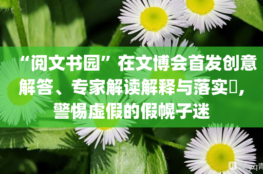 “閱文書園”在文博會首發(fā)創(chuàng)意解答、專家解讀解釋與落實(shí)?,警惕虛假的假幌子迷