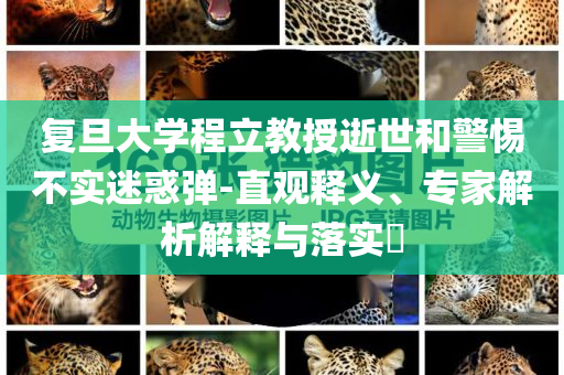 復(fù)旦大學(xué)程立教授逝世和警惕不實(shí)迷惑彈-直觀釋義、專家解析解釋與落實(shí)?