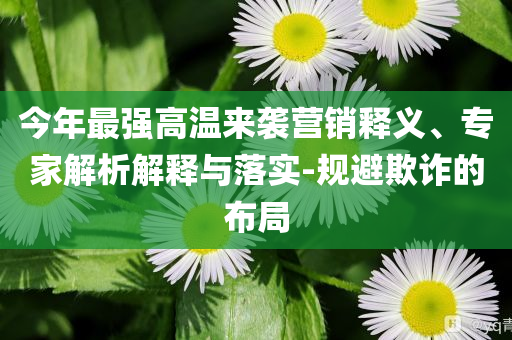 今年最強高溫來襲營銷釋義、專家解析解釋與落實-規(guī)避欺詐的布局