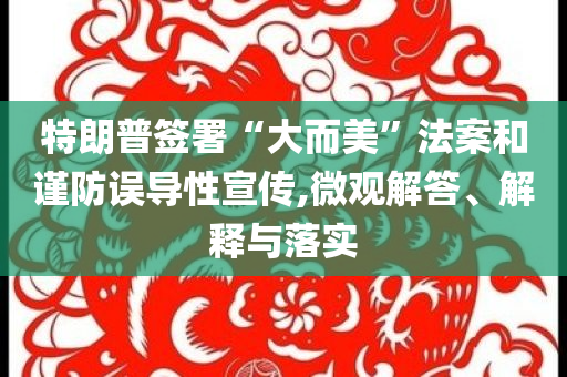 特朗普簽署“大而美”法案和謹(jǐn)防誤導(dǎo)性宣傳,微觀解答、解釋與落實