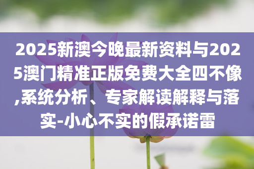 2025新澳今晚最新資料與2025澳門精準(zhǔn)正版免費大全四不像,系統(tǒng)分析、專家解讀解釋與落實-小心不實的假承諾雷