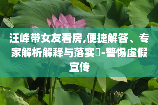 汪峰帶女友看房,便捷解答、專(zhuān)家解析解釋與落實(shí)?-警惕虛假宣傳
